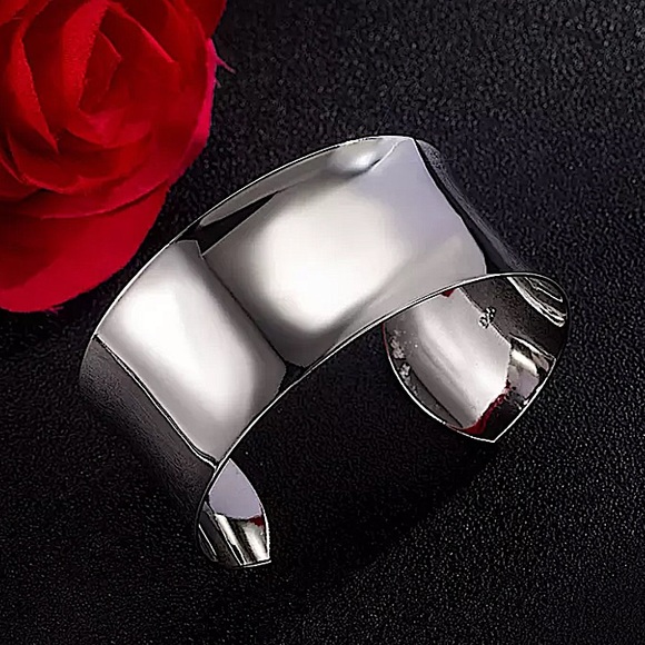 STERLING SILVER CUFF WIDE BANGLE BRACELET - Picture 6 of 8